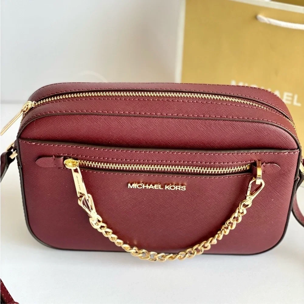 Michael Kors ZIP Chain Het Set Travel Crossbody Bag Merlot